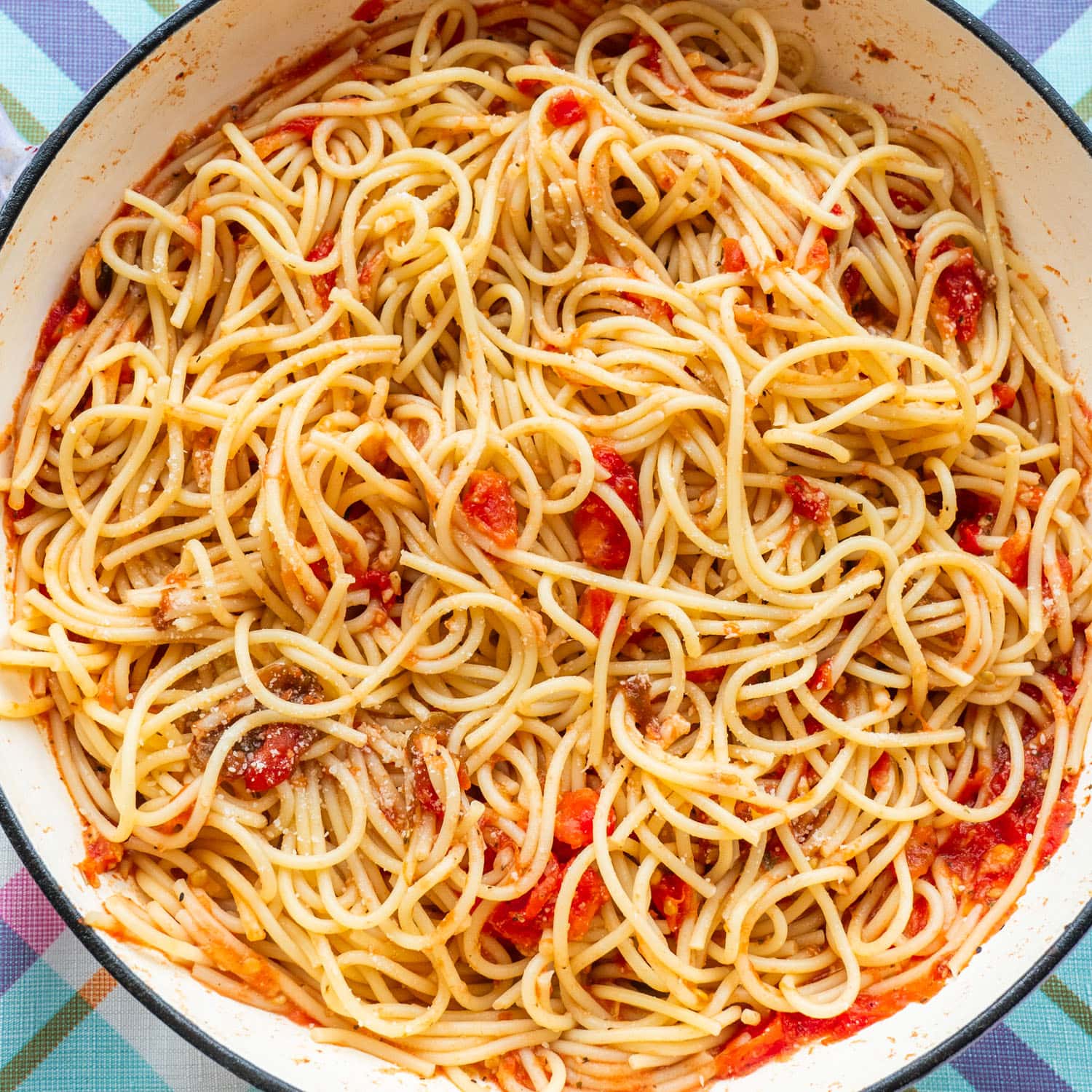 Summer Heirloom Tomato Pasta with Garlic Breadcrumb Crunch